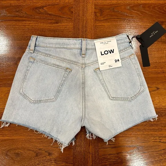 Rag &amp; Bone Dre Low Rise Cutoff Denim Shorts, Jade, Size 24