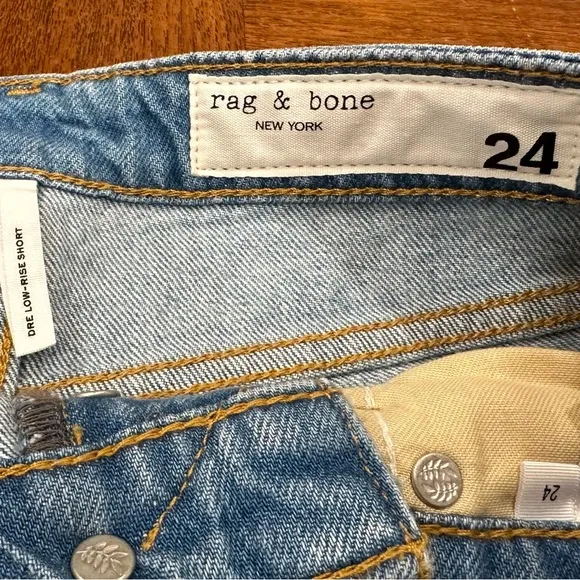 Rag &amp; Bone Dre Low Rise Cutoff Denim Shorts, Jade, Size 24