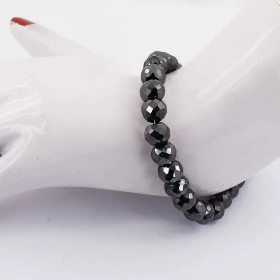 Rare Earthmined 9mm Black Diamond Bracelet in Black Gold Finish,Men Bracelet,Gift for Partner,Son,Husband,Boyfriend