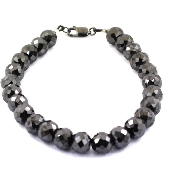 Rare Earthmined 9mm Black Diamond Bracelet in Black Gold Finish,Men Bracelet,Gift for Partner,Son,Husband,Boyfriend