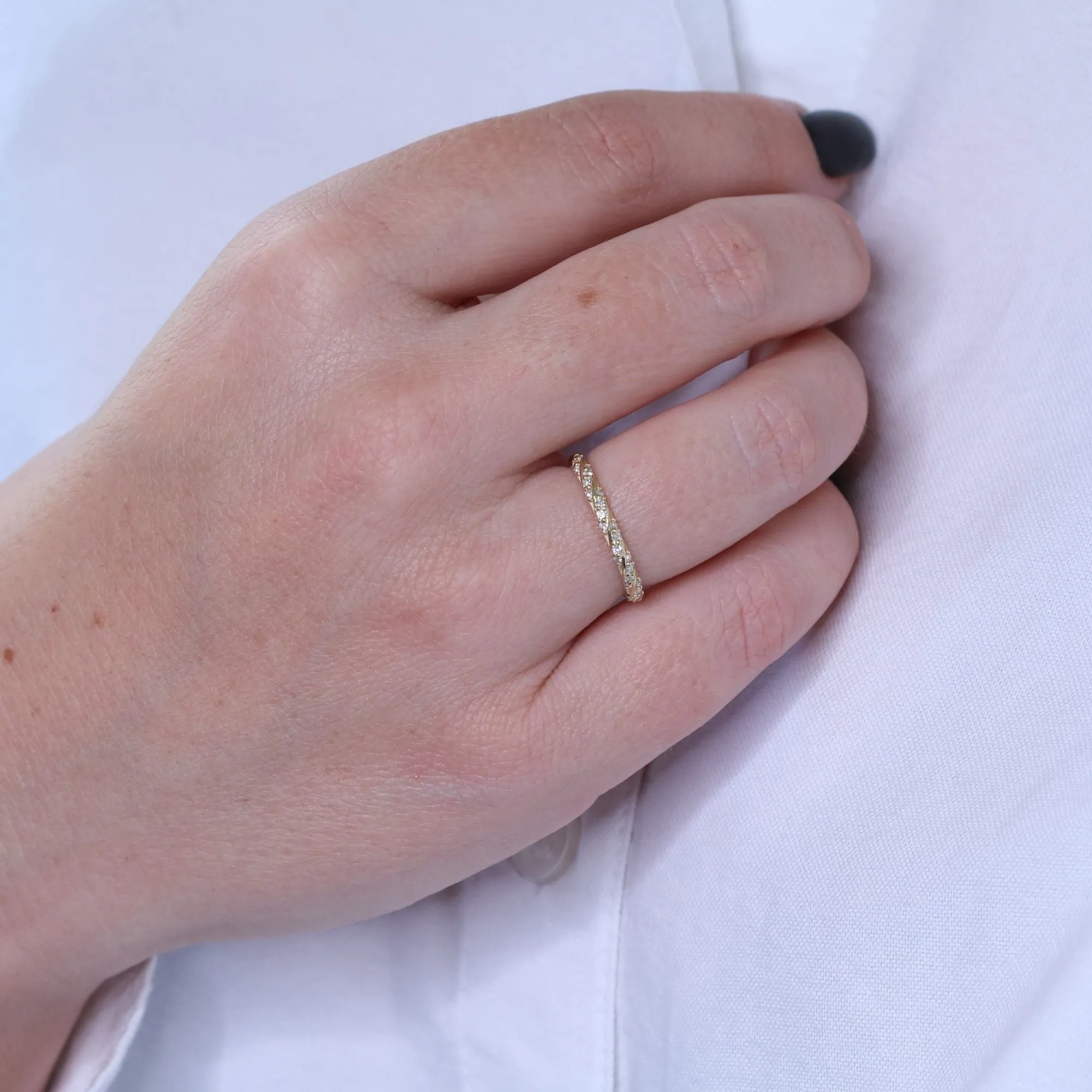 Reflection twisted Shank Natural  cut Diamond Wedding Band