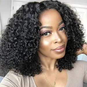 Reja | Black Medium Short Curly Synthetic Hair Wig