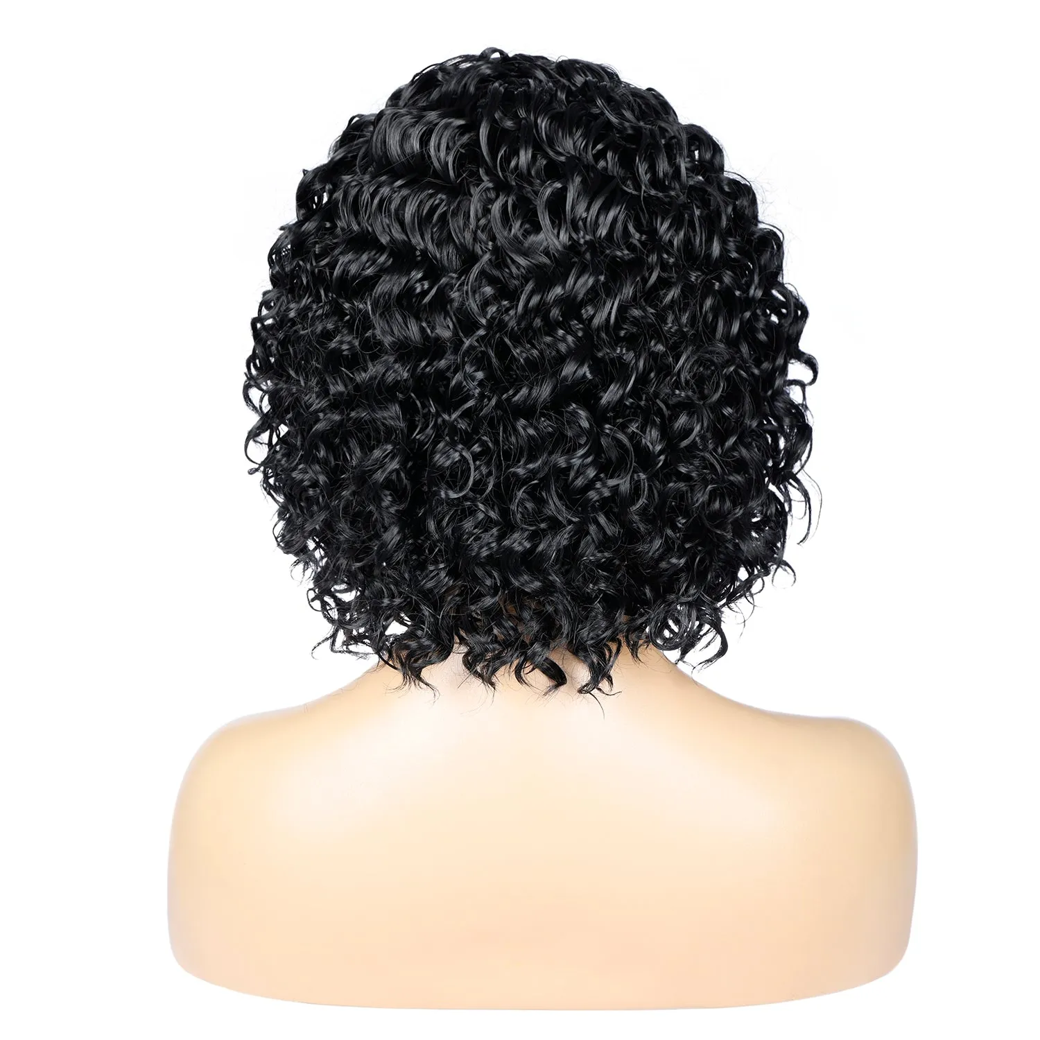Reja | Black Medium Short Curly Synthetic Hair Wig