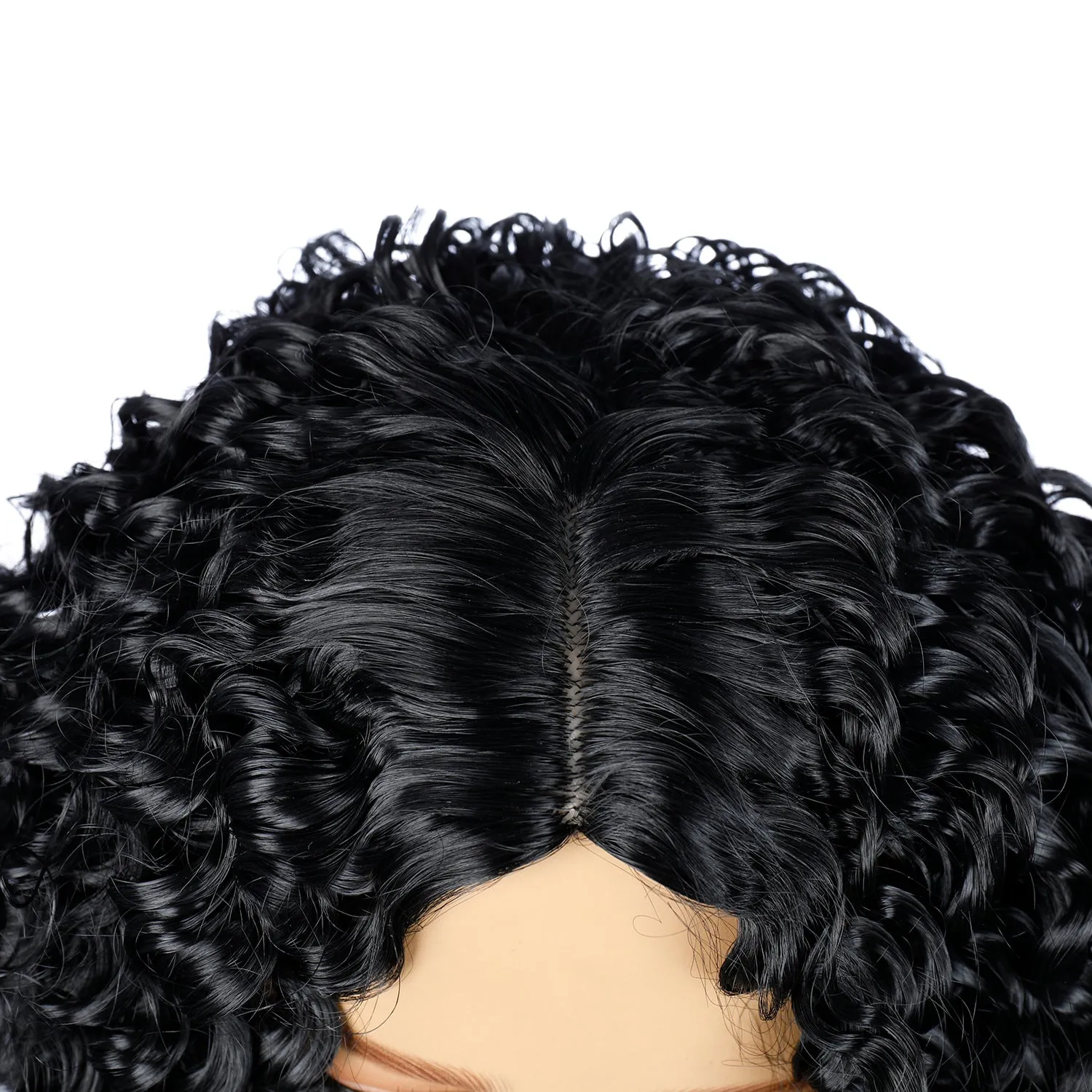 Reja | Black Medium Short Curly Synthetic Hair Wig