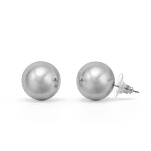 Rhodium 12mm ball stud Earrings #HNE90894-12MMRD(IH10)