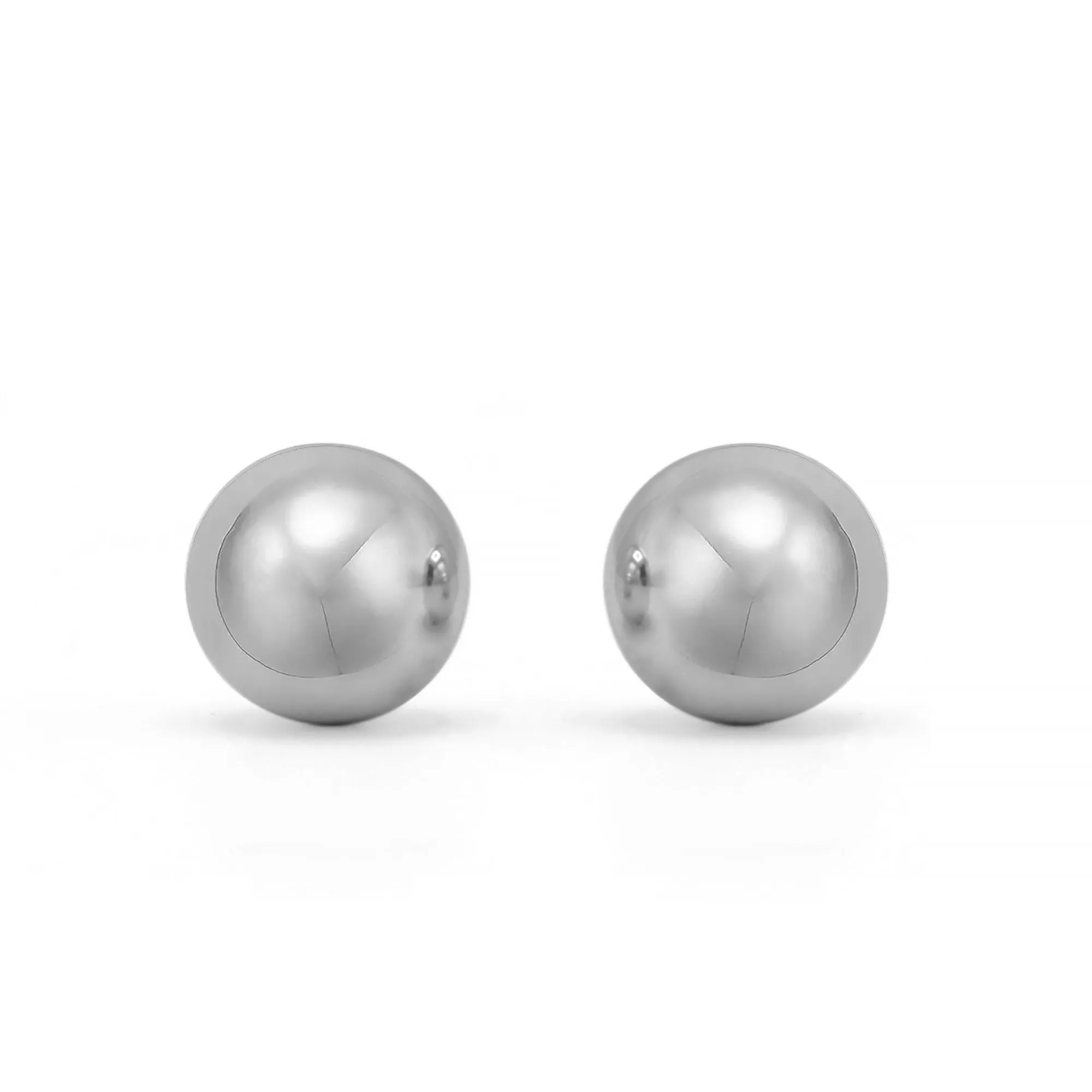 Rhodium 12mm ball stud Earrings #HNE90894-12MMRD(IH10)