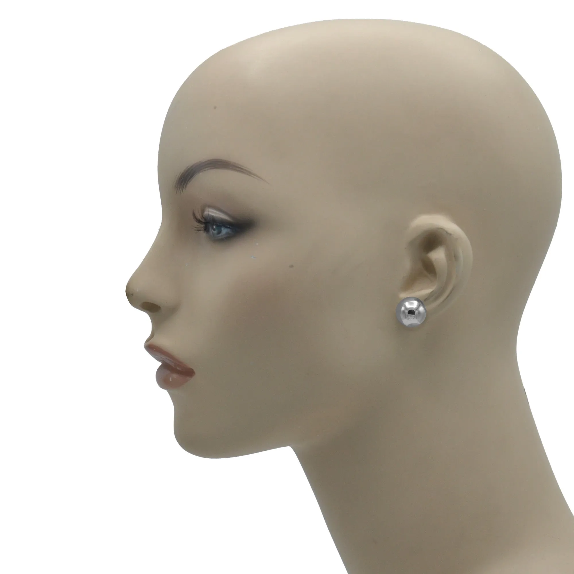 Rhodium 12mm ball stud Earrings #HNE90894-12MMRD(IH10)