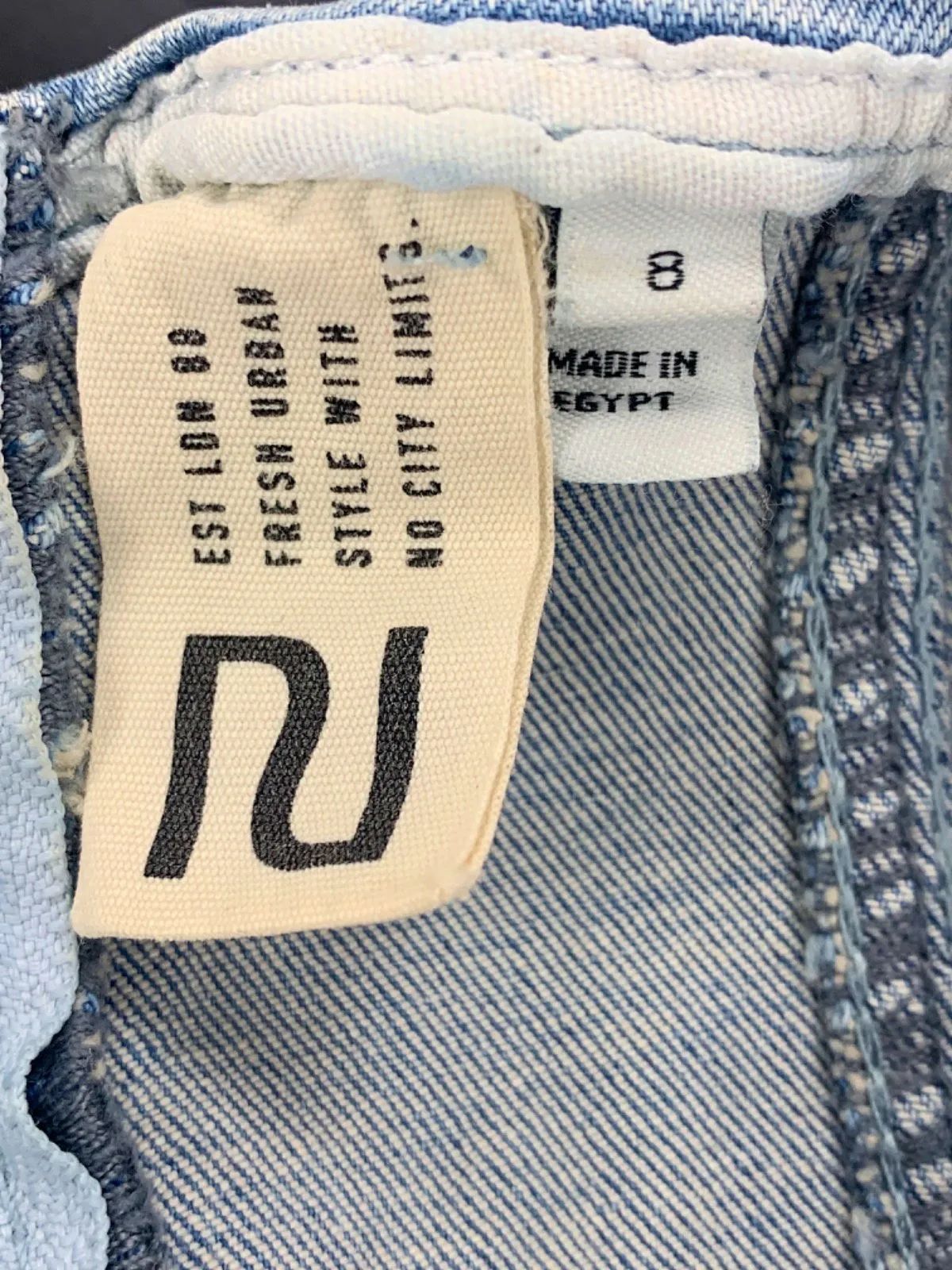 River Island Blue Puff-Sleeve Denim Mini Dress UK 8