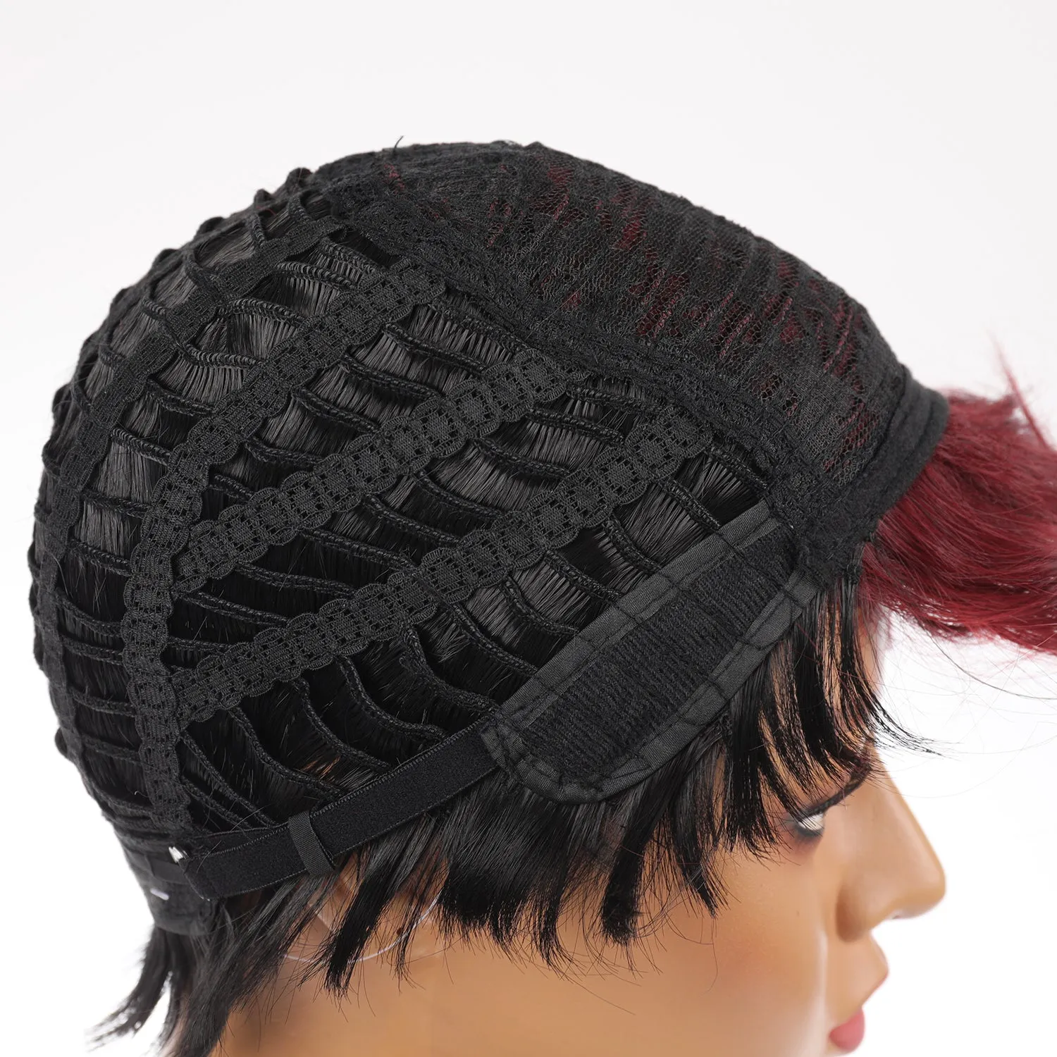Rosery | Wine Red Short Pixie Cut Wavy Synthetic Hair Wig