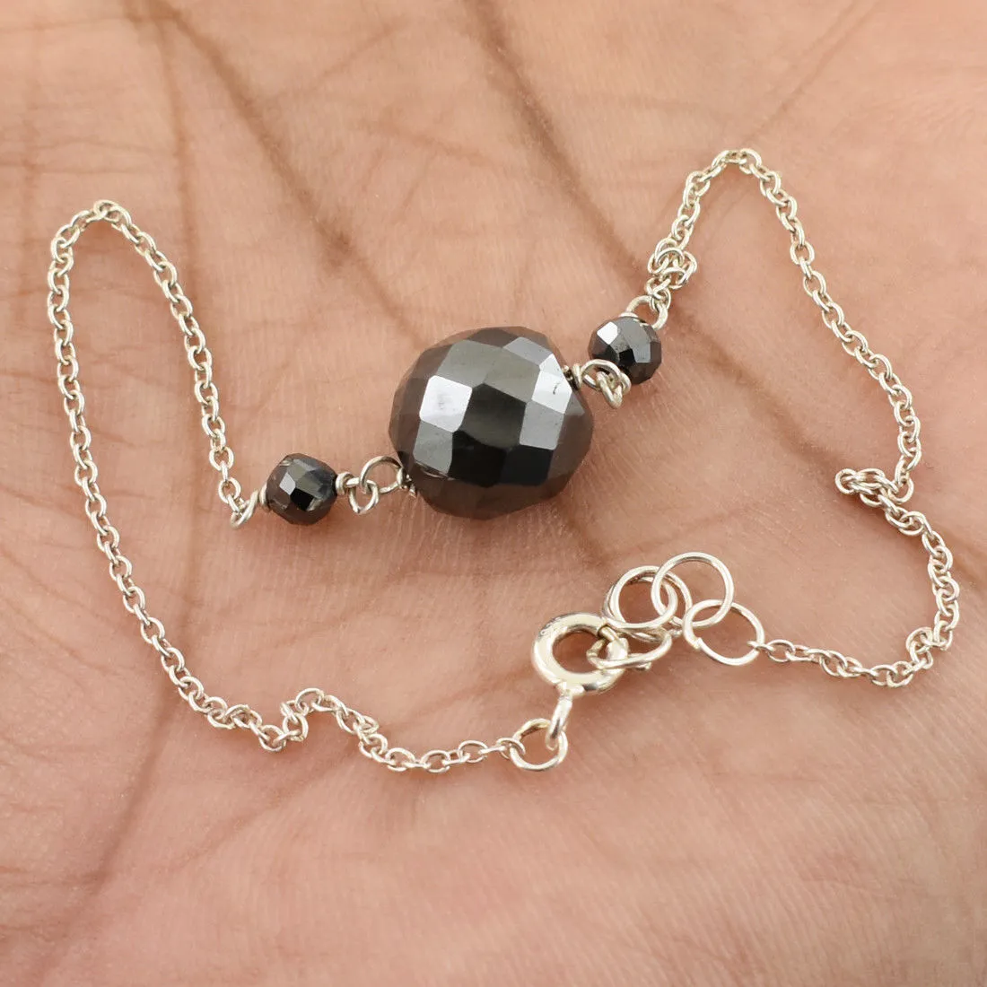 Round Cut Black Diamond Chain Bracelet 9.00 Carats Beautiful Elegant Look!