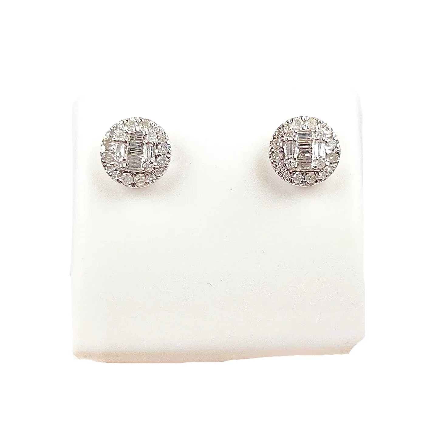 Round Diamond Baguette Earrings