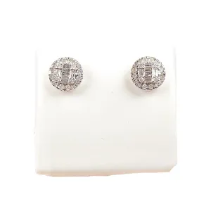 Round Diamond Baguette Earrings