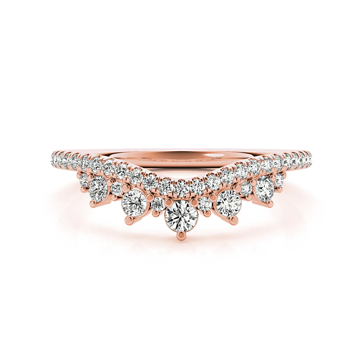 Round Diamond Crown Style Curved Band