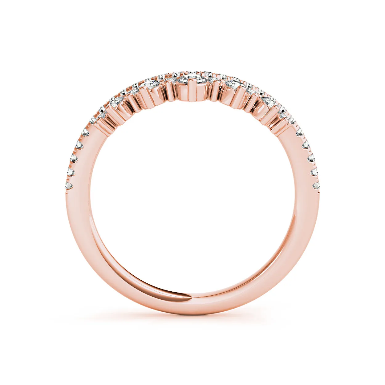 Round Diamond Crown Style Curved Band