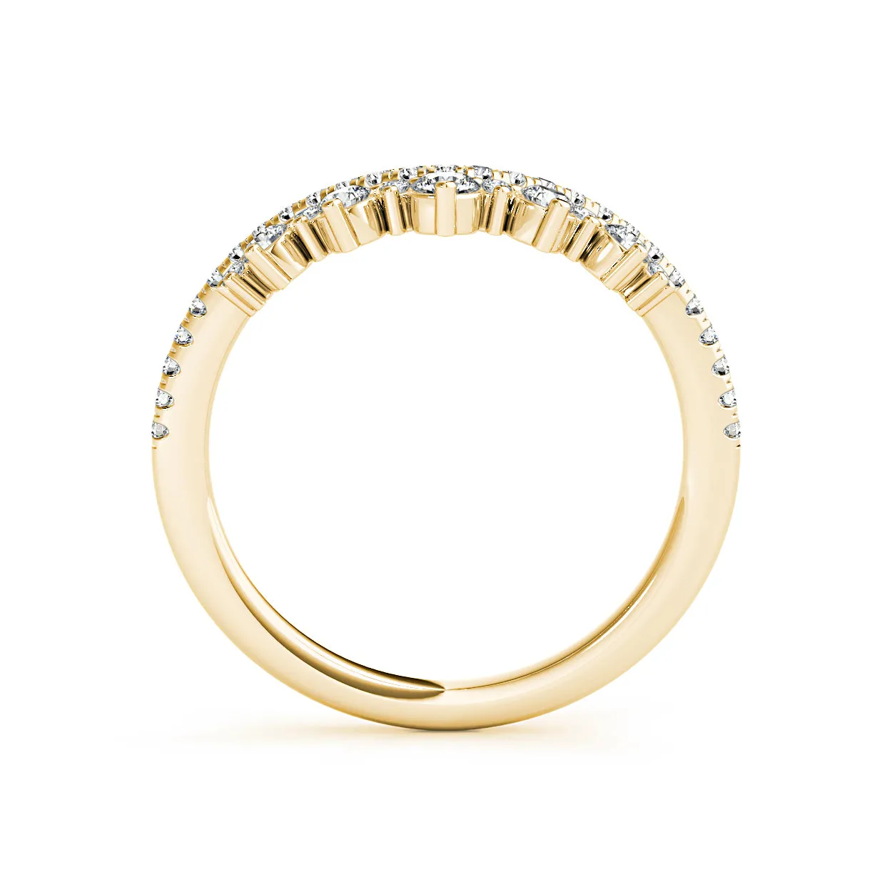 Round Diamond Crown Style Curved Band