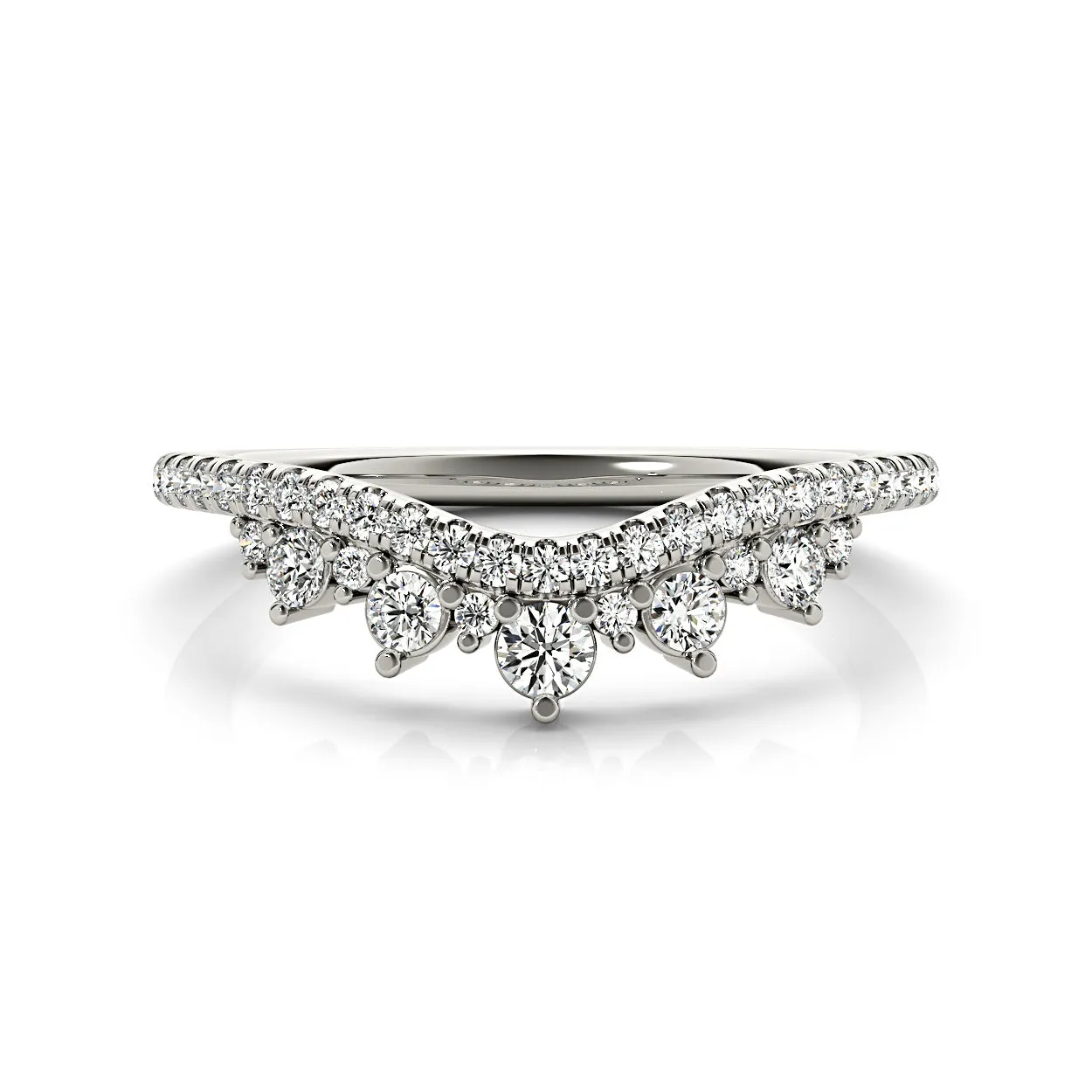 Round Diamond Crown Style Curved Band