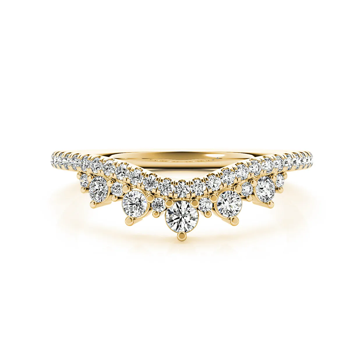 Round Diamond Crown Style Curved Band