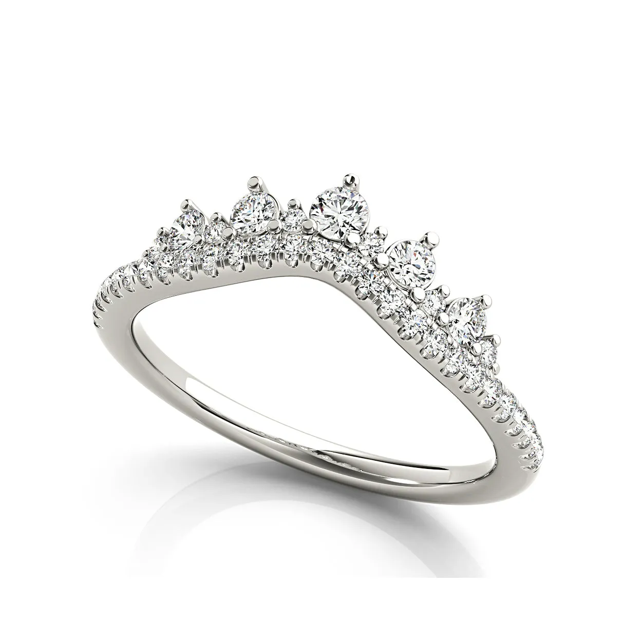 Round Diamond Crown Style Curved Band