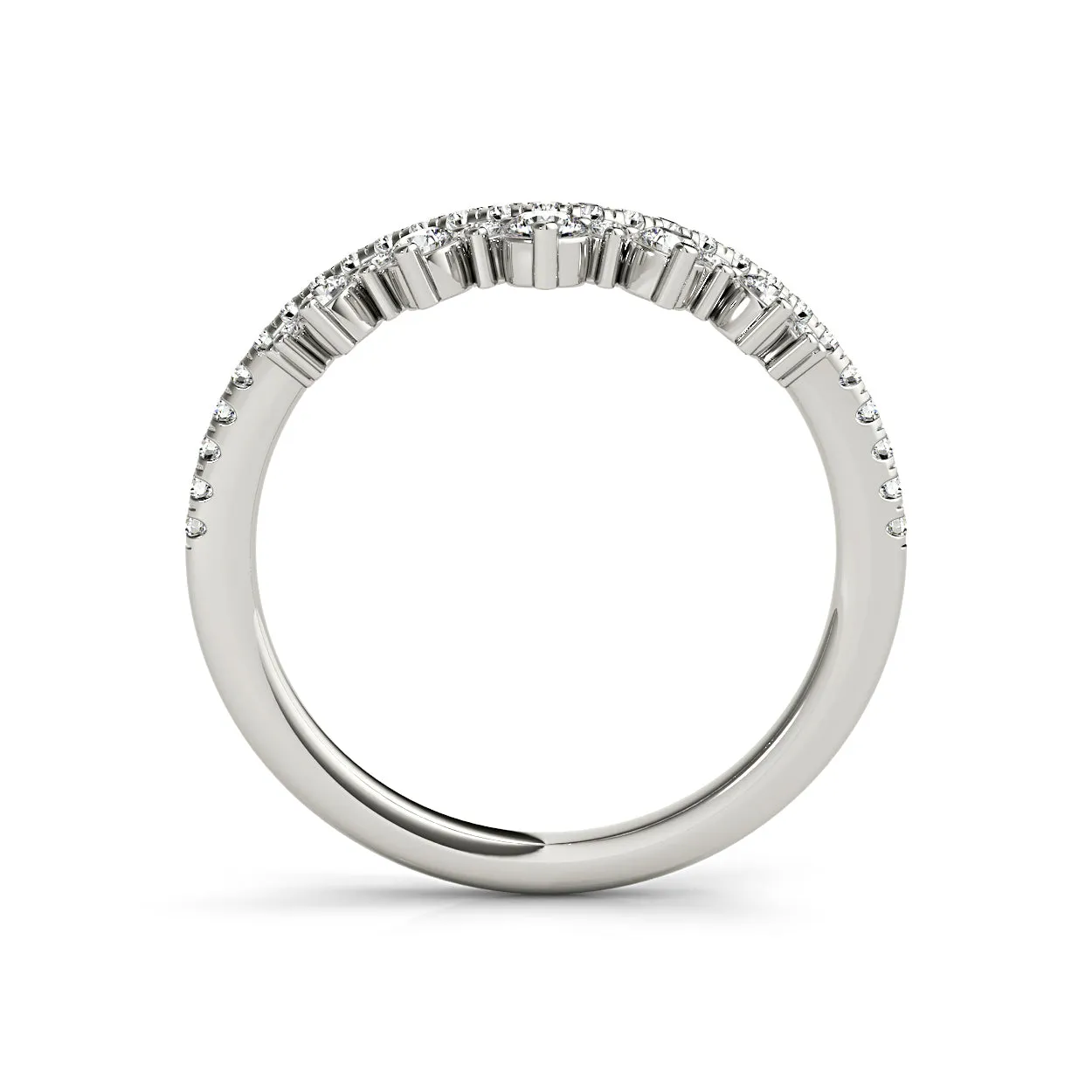 Round Diamond Crown Style Curved Band