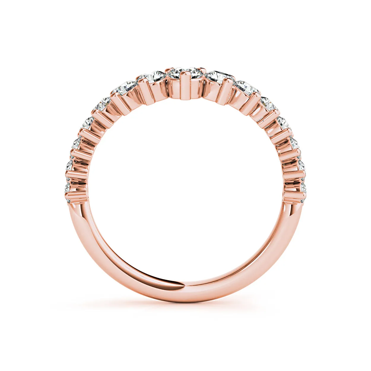 Round Diamond Graduating Curved Band