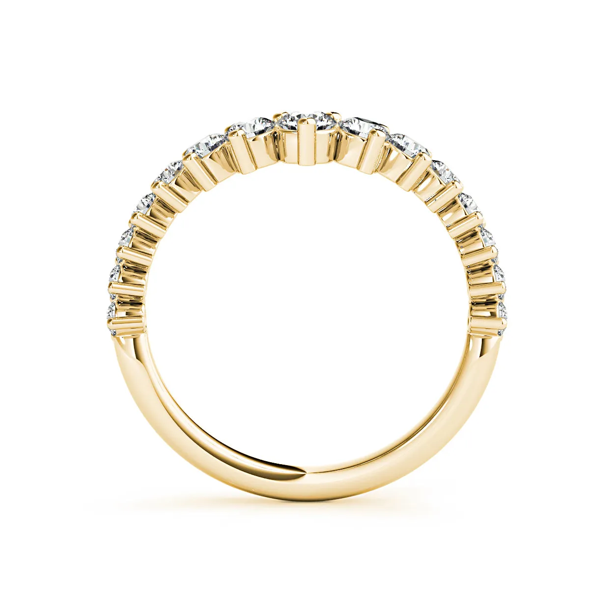 Round Diamond Graduating Curved Band
