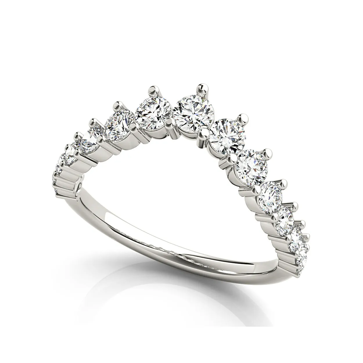 Round Diamond Graduating Curved Band