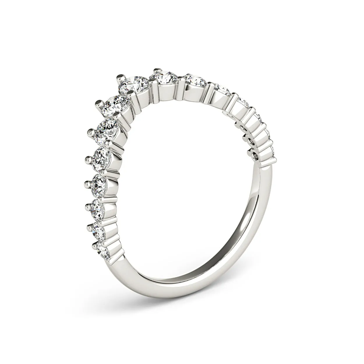 Round Diamond Graduating Curved Band