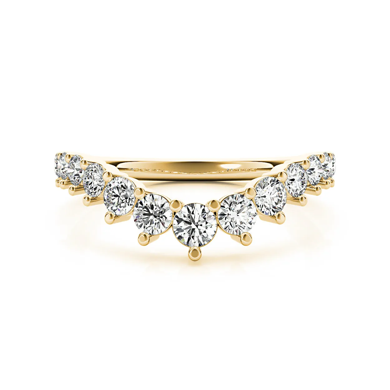 Round Diamond Graduating Curved Band