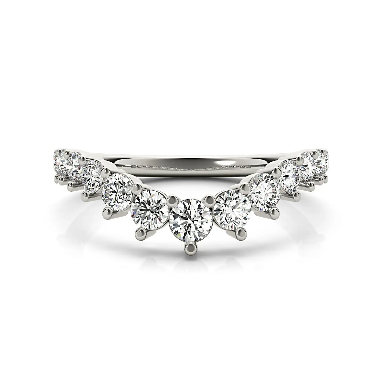 Round Diamond Graduating Curved Band