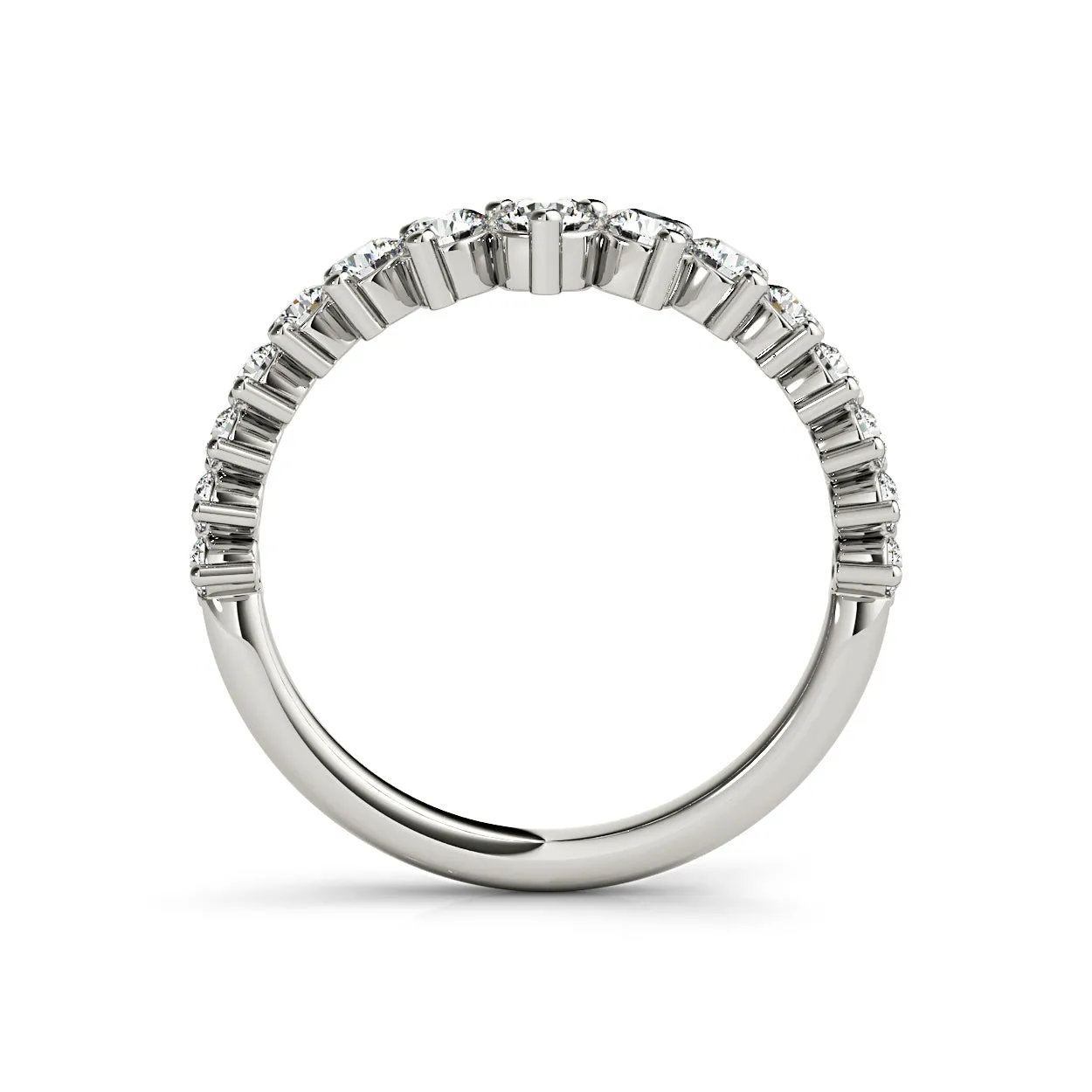 Round Diamond Graduating Curved Band