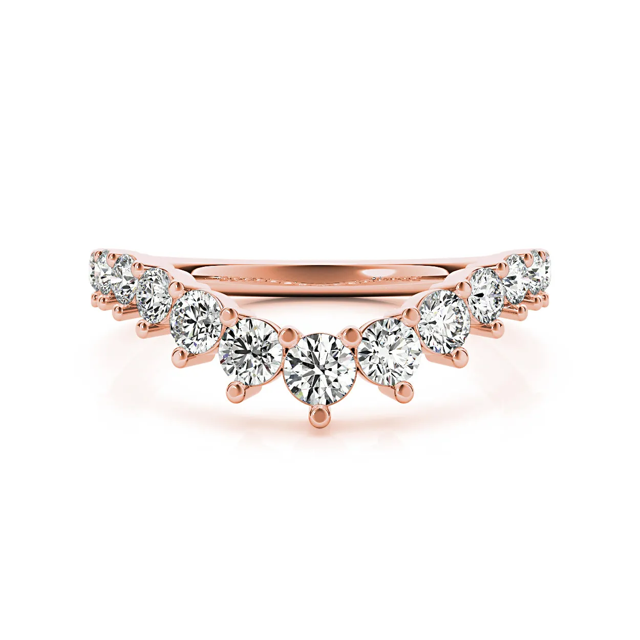 Round Diamond Graduating Curved Band