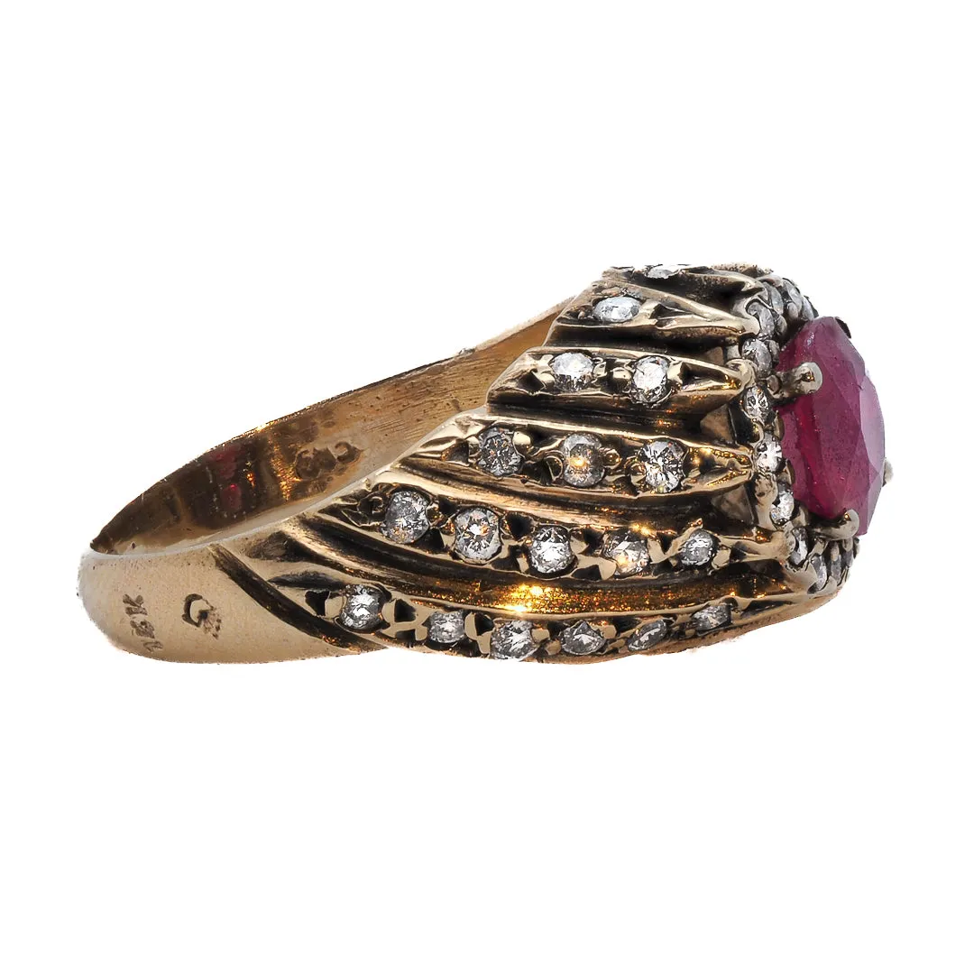 ROUND SPIRAL RUBY RING