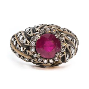 ROUND SPIRAL RUBY RING