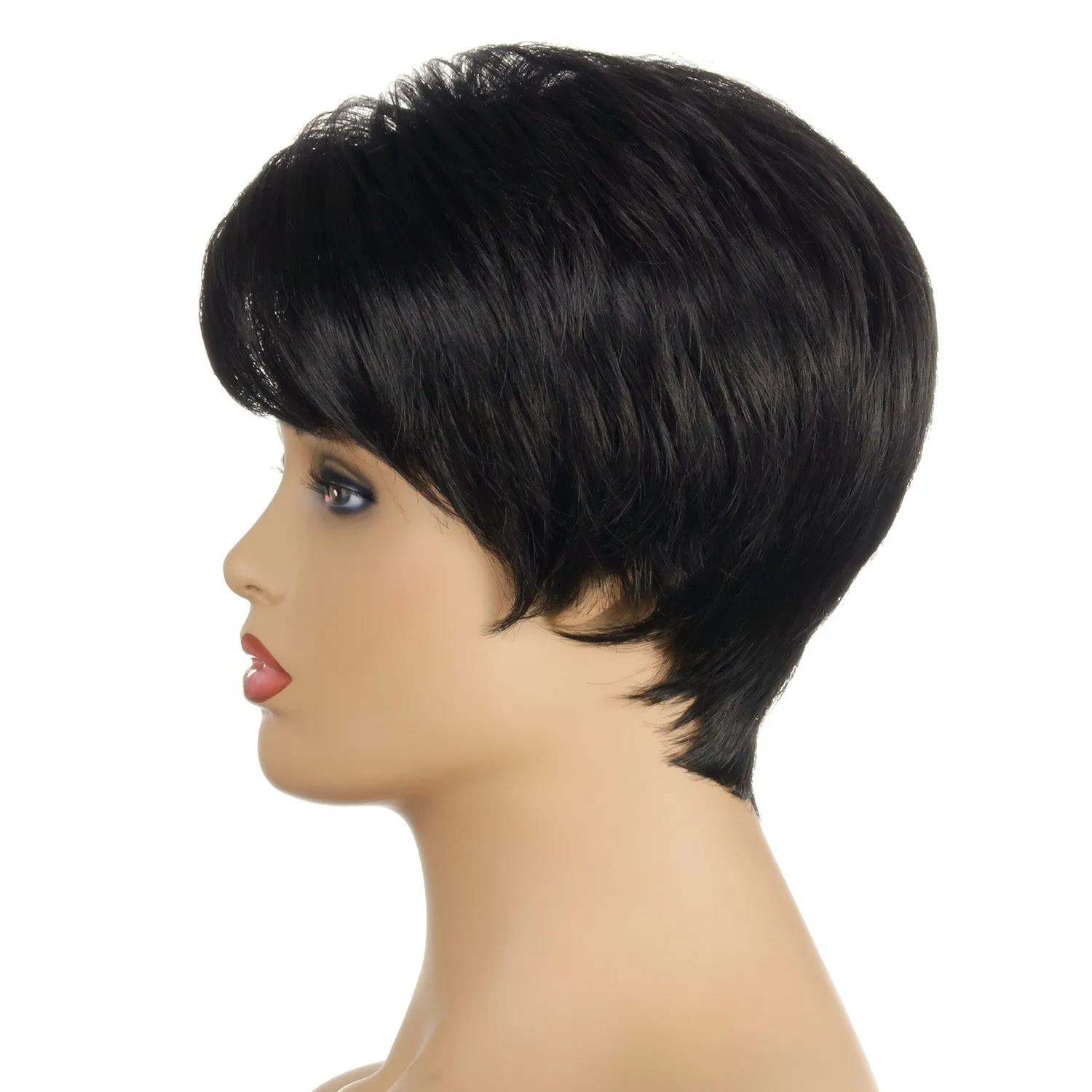 Ruby | Black Short Pixie Cut Straight Synthetic Hair Wig With Bangs