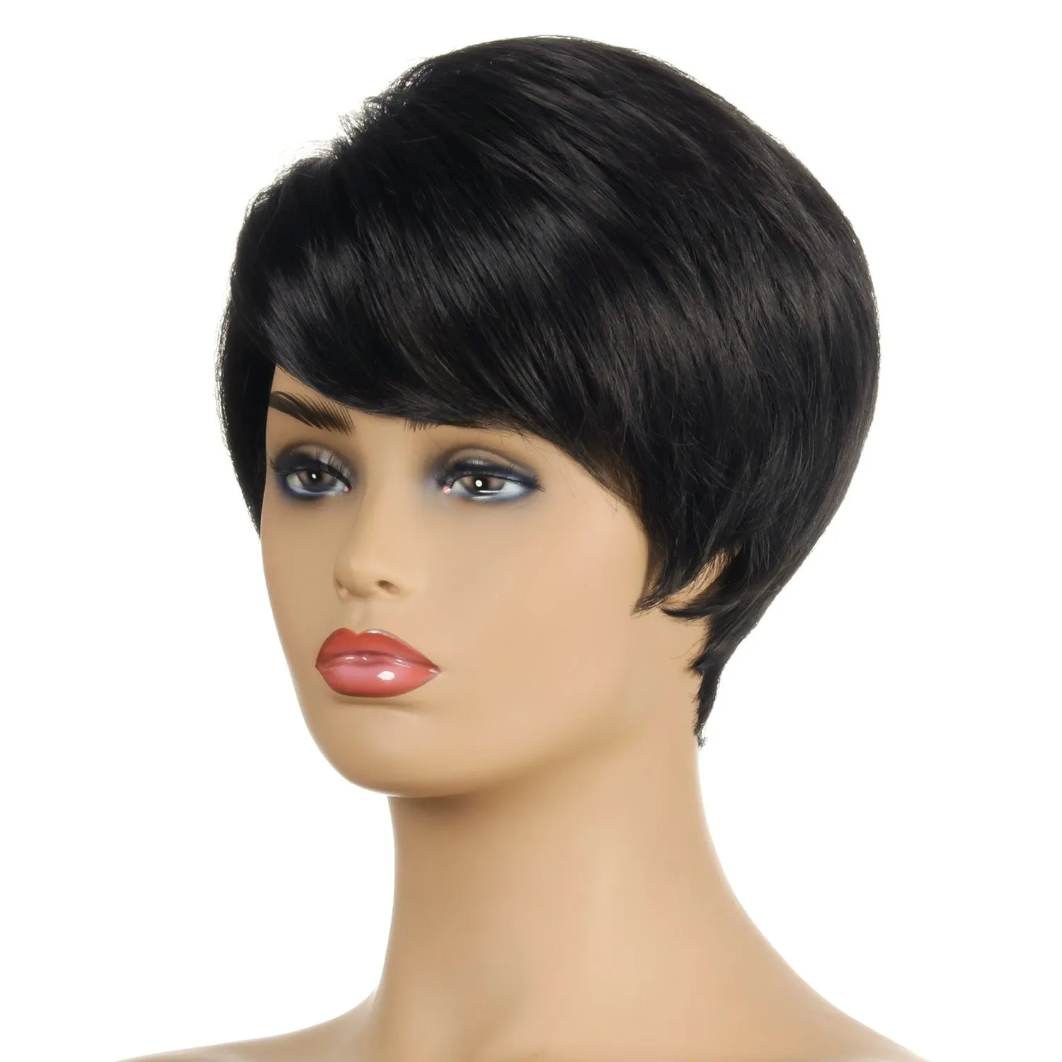Ruby | Black Short Pixie Cut Straight Synthetic Hair Wig With Bangs