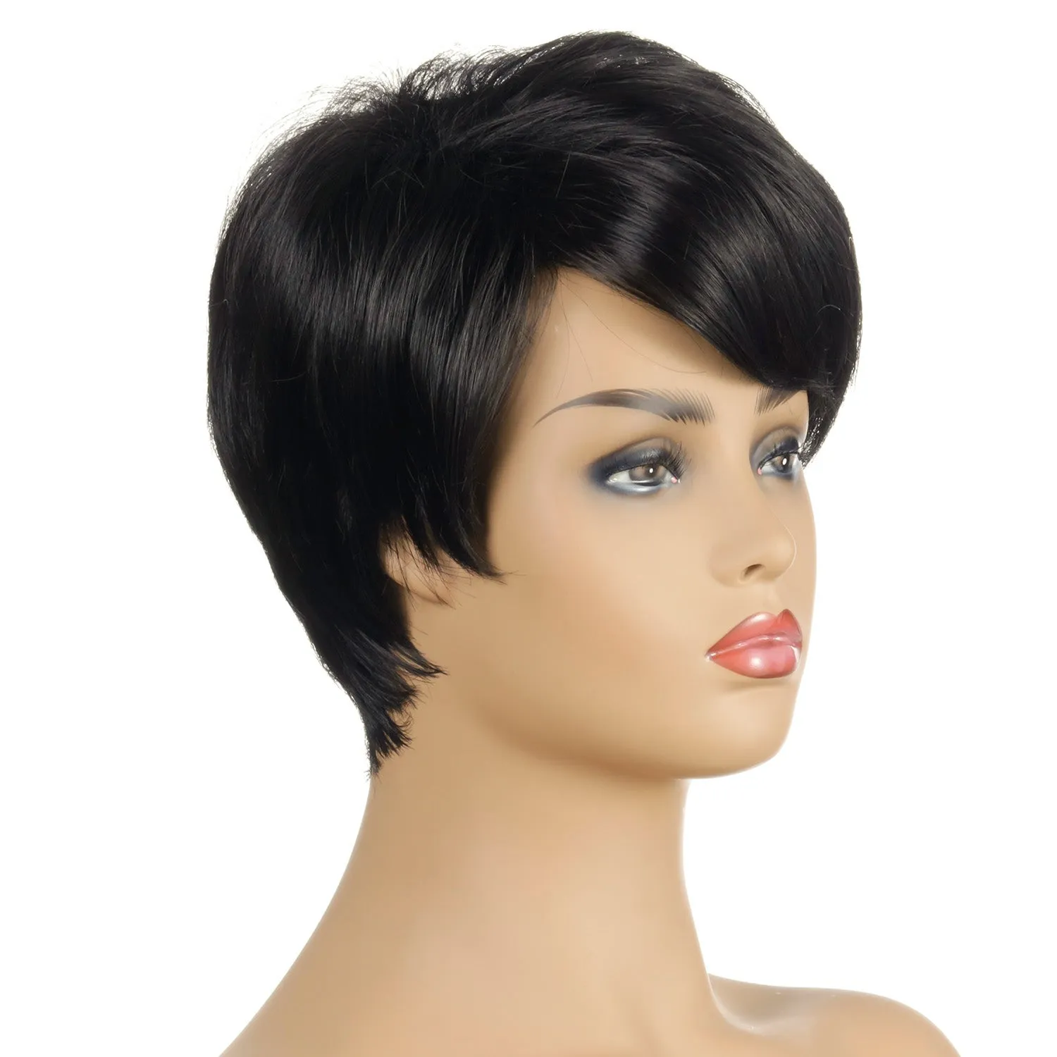 Ruby | Black Short Pixie Cut Straight Synthetic Hair Wig With Bangs