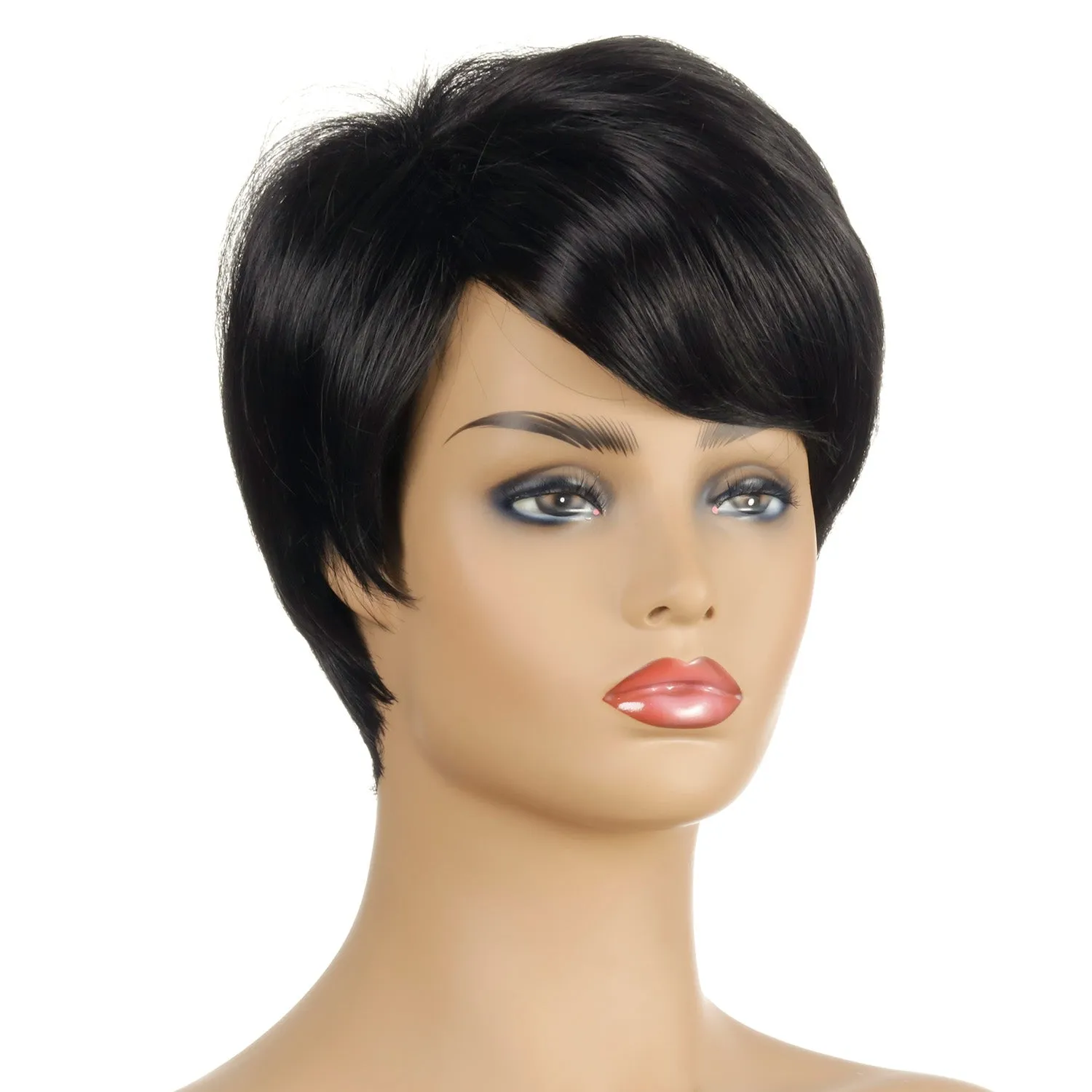 Ruby | Black Short Pixie Cut Straight Synthetic Hair Wig With Bangs