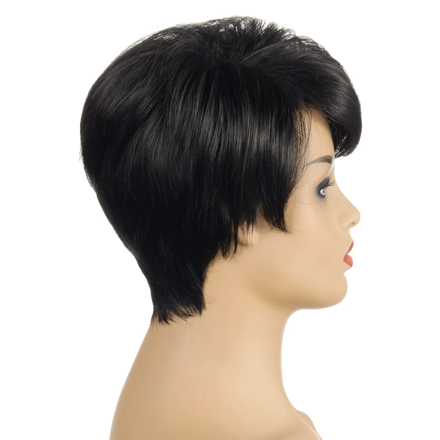 Ruby | Black Short Pixie Cut Straight Synthetic Hair Wig With Bangs