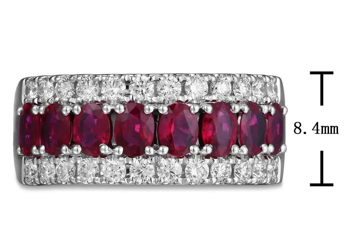 Ruby Oval-cut and White Diamond Ring