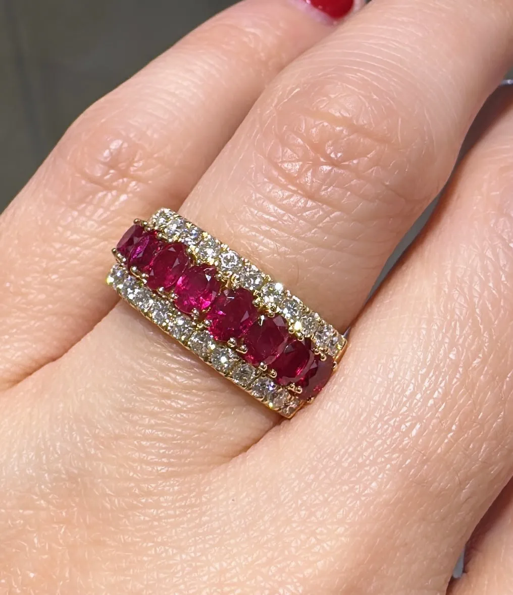 Ruby Oval-cut and White Diamond Ring
