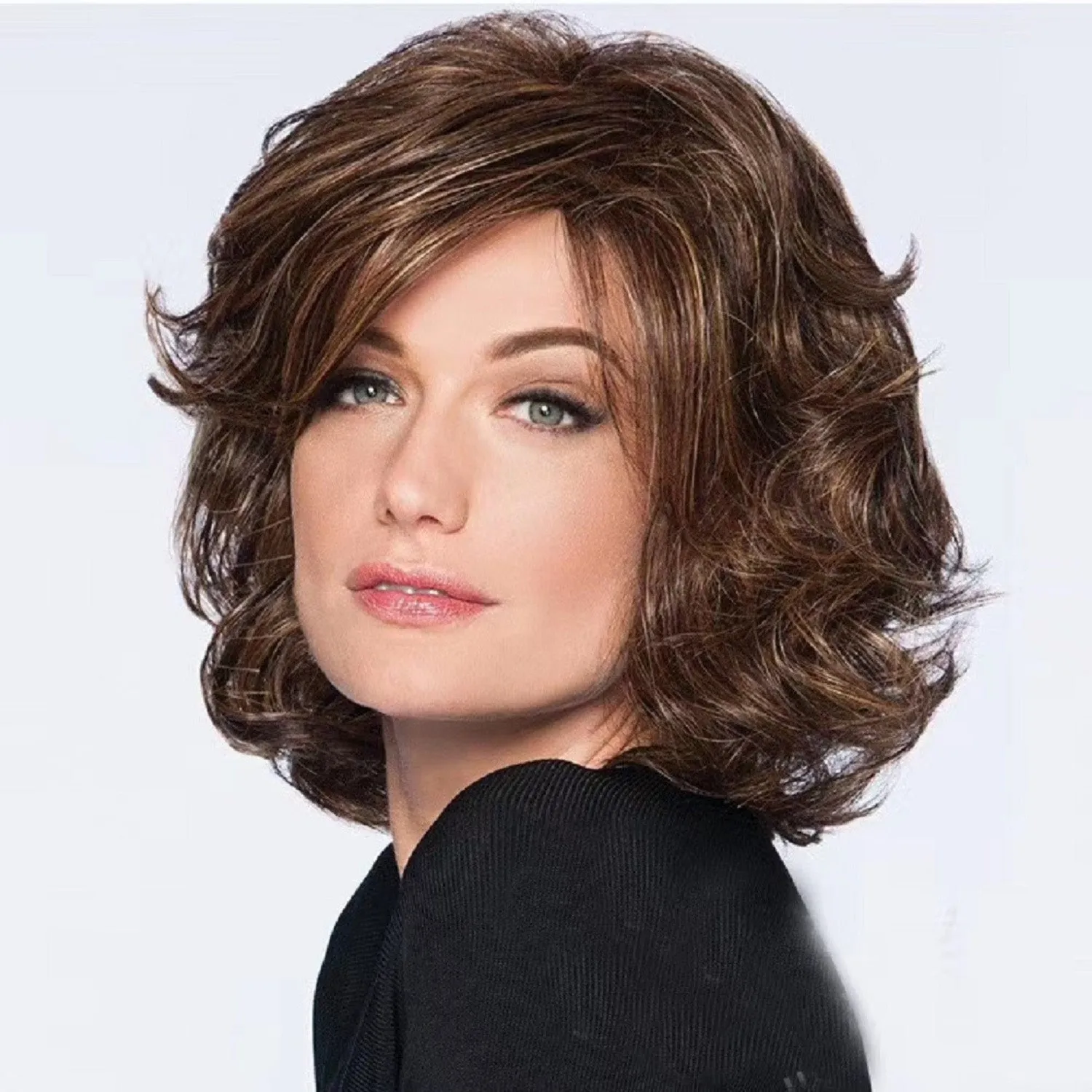 Samatha | Brown Medium Wavy Synthetic Hair Wig