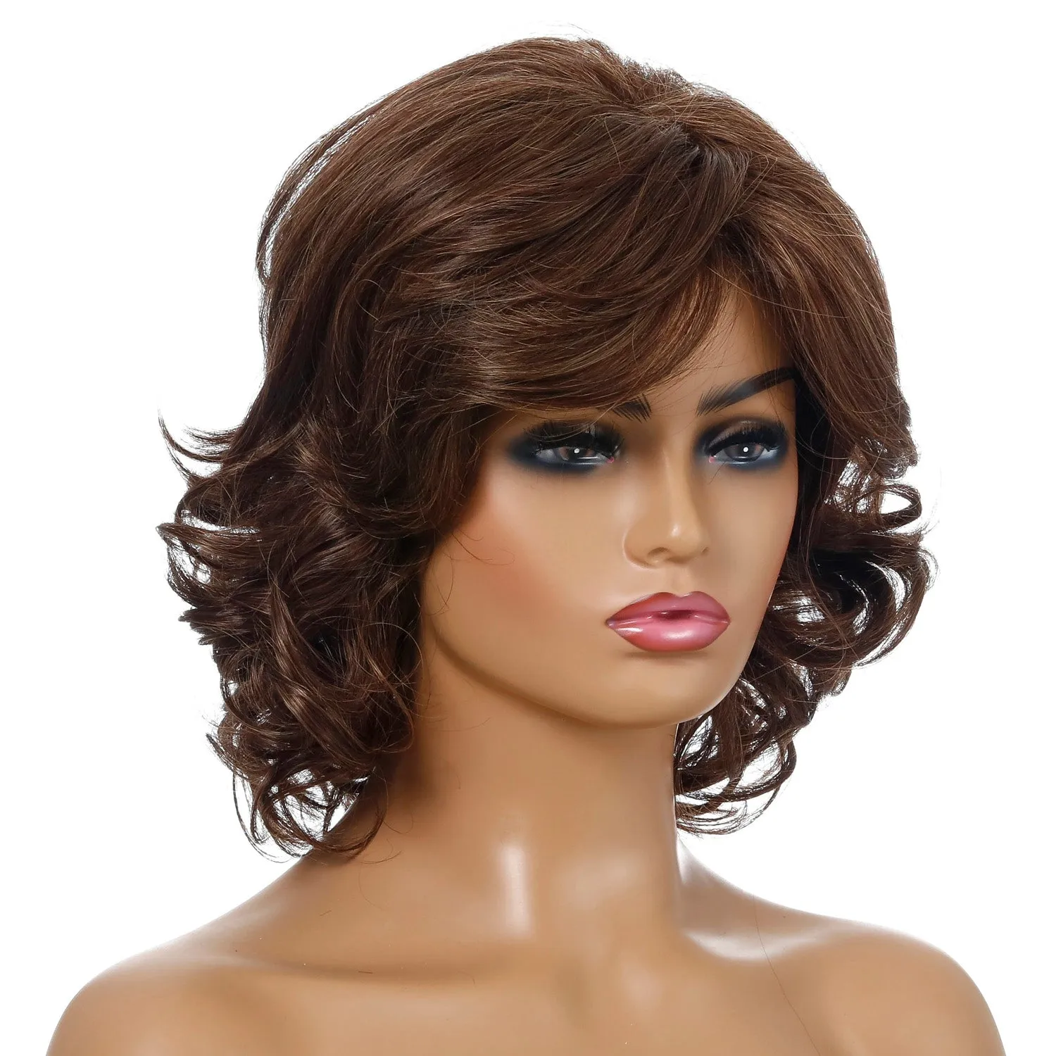 Samatha | Brown Medium Wavy Synthetic Hair Wig