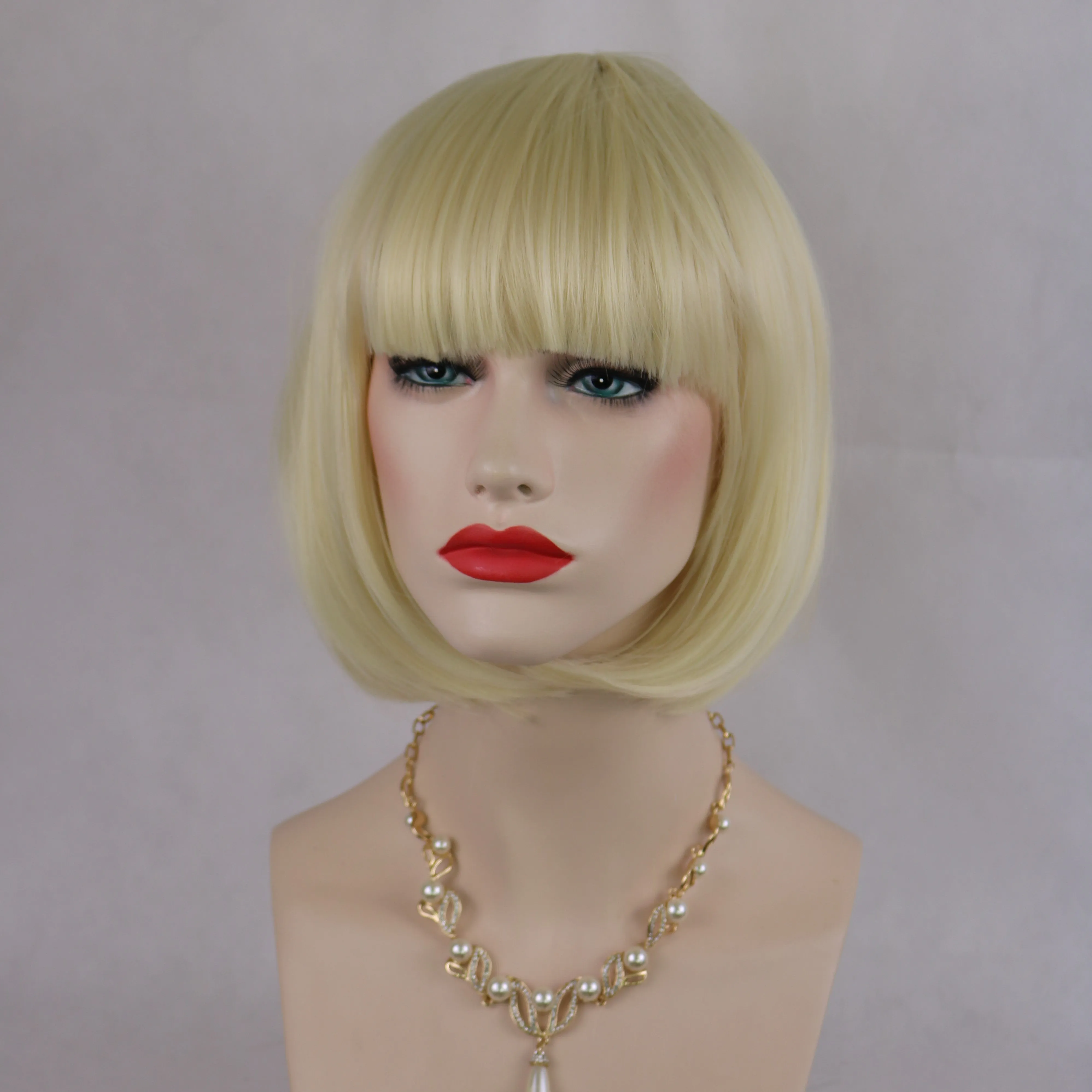 Siana | Medium Brown Medium Straight Synthetic Bob Hair Wig with Bangs
