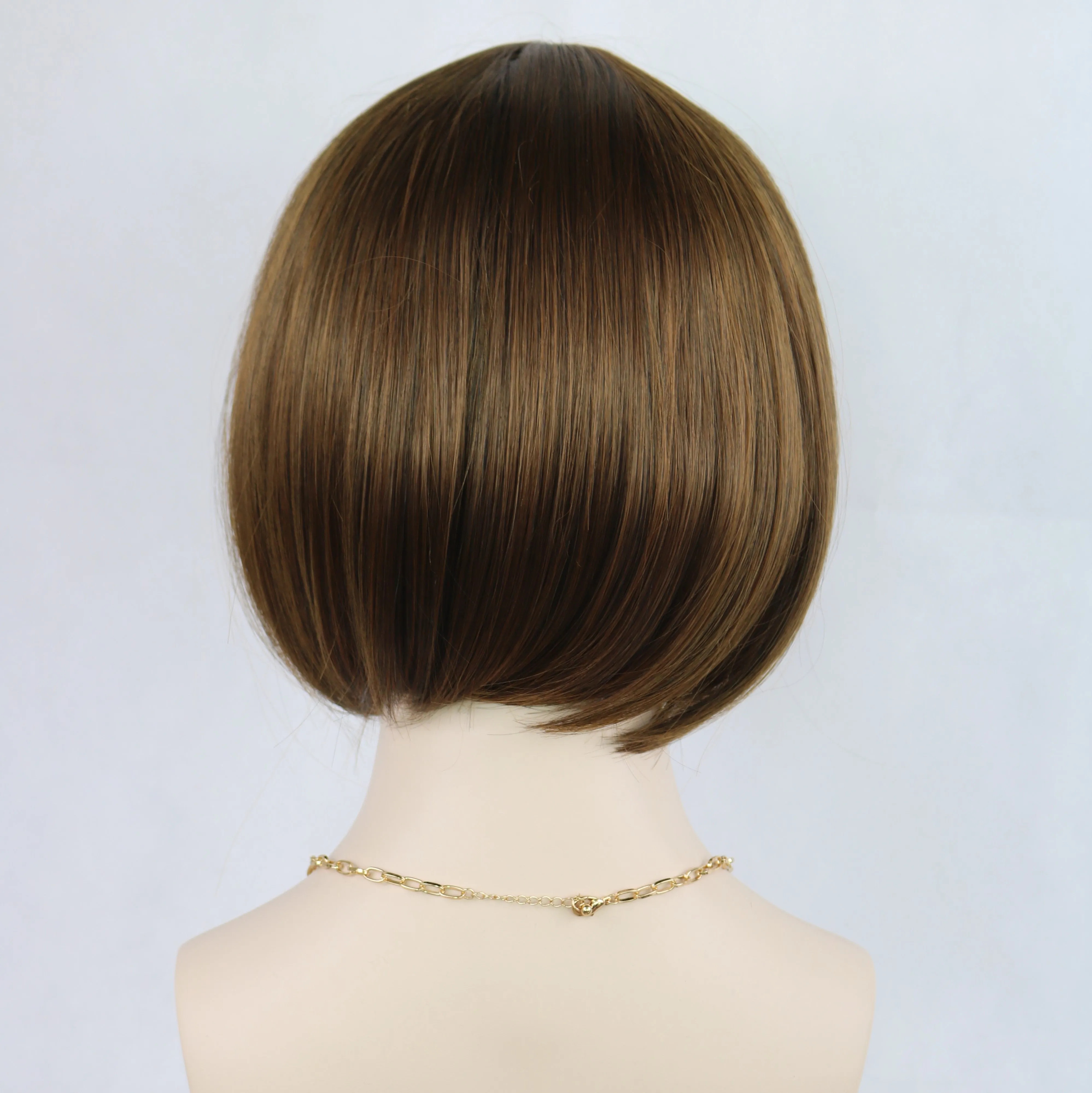 Siana | Medium Brown Medium Straight Synthetic Bob Hair Wig with Bangs