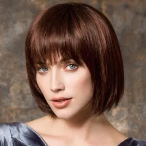 Siana | Medium Brown Medium Straight Synthetic Bob Hair Wig with Bangs