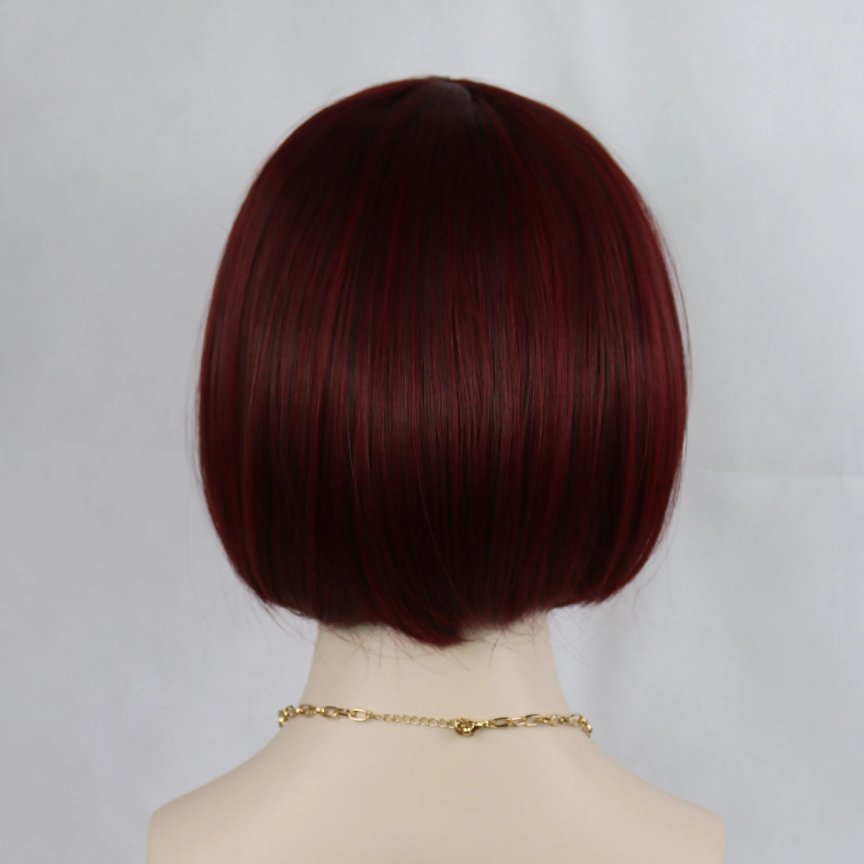 Siana | Red Medium Straight Synthetic Bob Hair Wig with Bangs