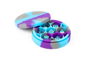Silicone 7 Dice Case Round Purple/Gray/Light Blue