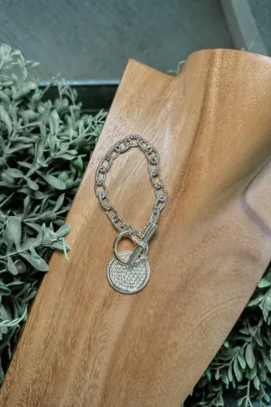 Silver and Gold Large Circle Charm Bracelet