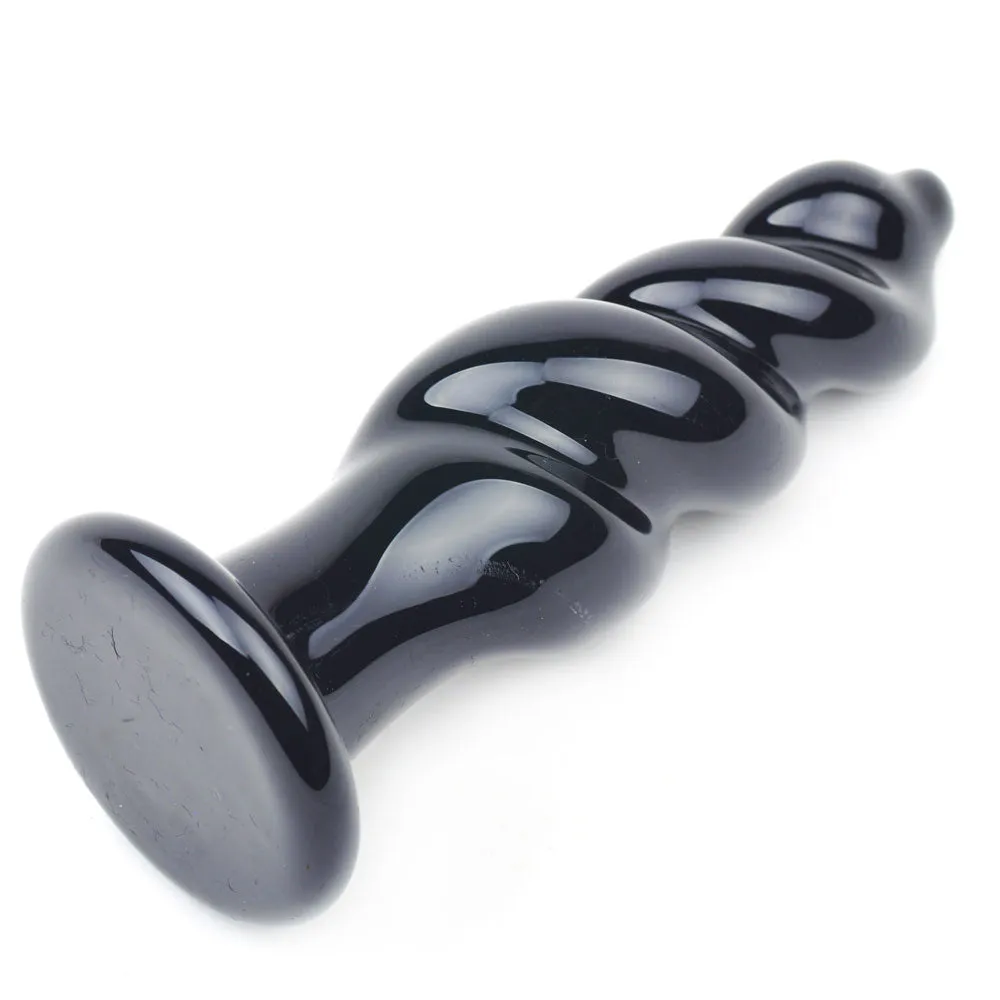 Sinful Tornado Black Glass 11cm Anal Plug