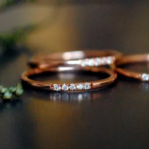 Skinny 1mm Dainty Band with 5 Pave Set Diamonds